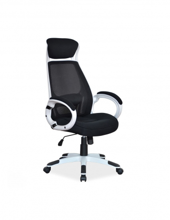 Scaune directoriale - Scaun directorial mesh SL Q409 alb-negru cu suport lombar si tetiera reglabila