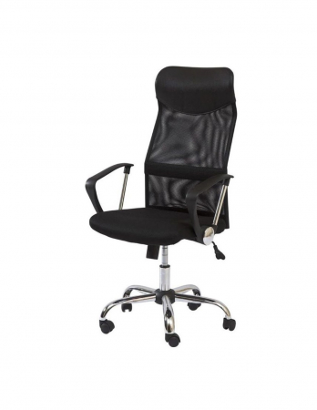 Scaun directorial SL Q025 negru cu spatar din mesh si baza cromata [1]