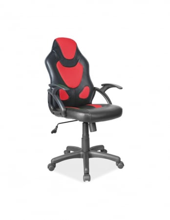 Scaune - Scaun directorial ergonomic SL Q100, negru cu rosu, din piele ecologica si mesh