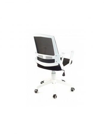 Scaun Ergonomic 1600 Blanca cu Spatar Mesh Negru si Baza Alba [1]