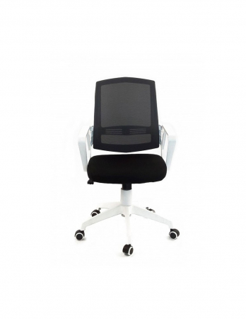 Scaun Ergonomic 1600 Blanca cu Spatar Mesh Negru si Baza Alba [2]