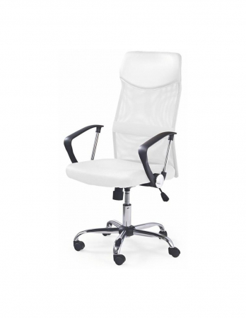 Scaun ergonomic de birou Vire alb cu spătar din mesh și bază cromată [1]