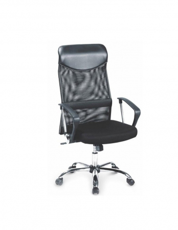 Scaune birou - Scaun ergonomic Vire negru cu spatar din mesh si baza metalica cromata