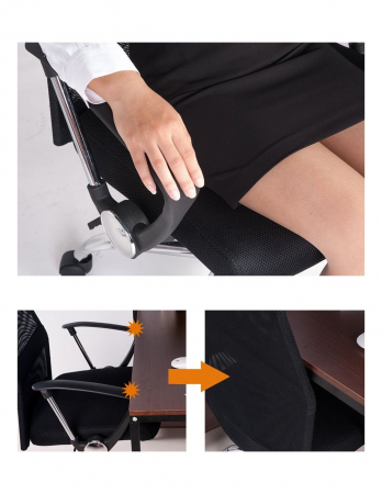 Scaun ergonomic Vire negru cu spatar din mesh si baza metalica cromata [6]