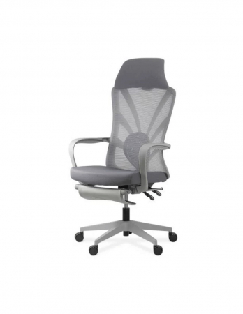 Scaune directoriale - Scaun ergonomic gri multifuncțional SYYT 9512 cu spătar din mesh și suport pentru picioare