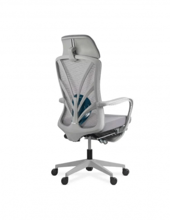 Scaun ergonomic gri multifuncțional SYYT 9512 cu spătar din mesh și suport pentru picioare [2]