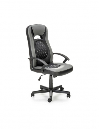 Scaun gaming HM Castano gri cu negru, cu detaliu romburi pe spatar si sezut [1]