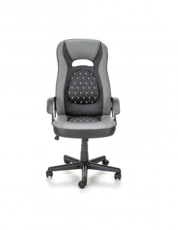 Scaun gaming HM Castano gri cu negru, cu detaliu romburi pe spatar si sezut [2]