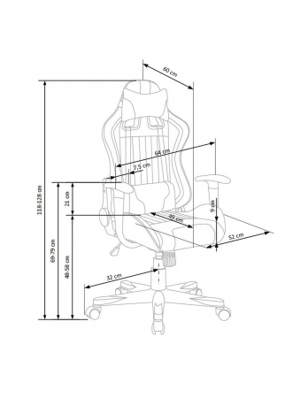 Scaun gaming HM Cayman gri-turcoaz cu perne de suport [8]