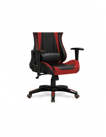 Scaun gaming HM Defender, negru cu detalii roșii, prezentat frontal [3]
