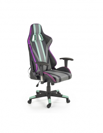 Scaune Gaming - Scaun gaming HM Factor multicolor cu iluminare LED si boxe Bluetooth