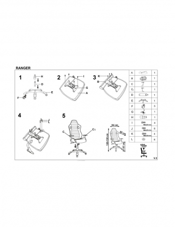Scaun de gaming HM Ranger gri cu design sportiv si tapiterie din stofa [6]