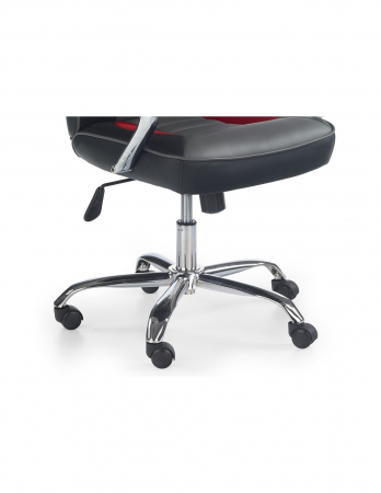 Scaun de gaming HM Scroll negru, rosu si gri, cu baza metalica cromata si roti [3]