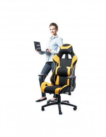 Scaun gaming SL Viper negru-galben, vedere frontală [1]