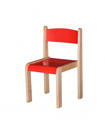 Scaune gradinita - Scaun gradinita Bambi lemn rosu izolat