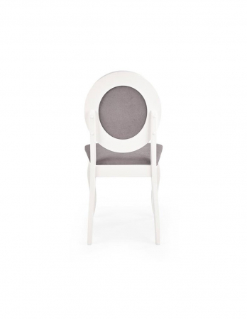 Scaun living HM Barock alb cu tapiterie gri pe fundal alb [5]