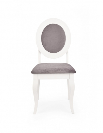 Scaun living HM Barock alb cu tapiterie gri pe fundal alb [1]