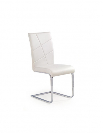 Scaune living - Scaun living HM K108 alb piele ecologica otel cromat
