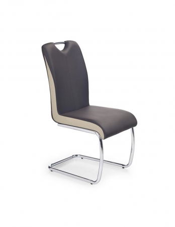 Scaune living - Scaun de living K184 maro cu picioare metalice cromate