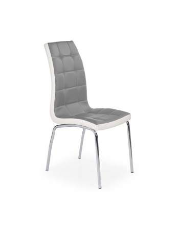 Scaune living - Scaun de living K186 gri cu tapiterie din piele ecologica si picioare metal cromat