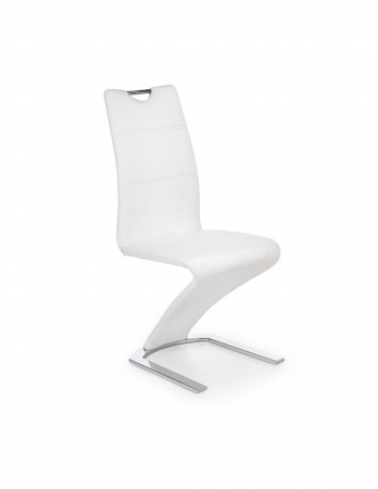 Scaune living - Scaun living K188 alb, piele ecologica, structura metalica