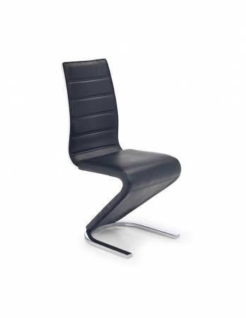 Scaune living - Scaun living K194 piele ecologica negru baza cromata design modern