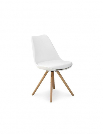 Scaune living - Scaun de living HM K201 alb cu picioare din lemn