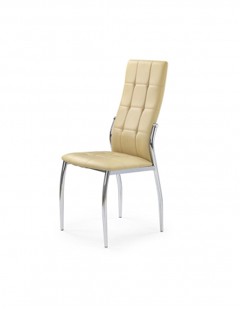 Scaune bucatarie - Scaun living K209 bej din piele ecologica cu picioare metalice cromate