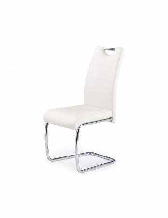 Scaune living - Scaun living K211 alb piele ecologica picioare metal