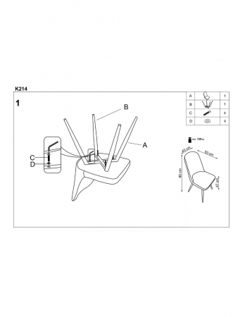 Scaun living HM K214 bej-gri cu picioare metalice finisaj lemn [3]