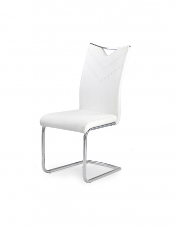 Scaune living - Scaun living alb HM K224 din piele ecologica pe structura de otel cromat