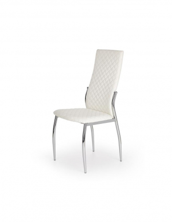 Scaune bucatarie - Scaun living HM K238 alb cu picioare metal cromat si tapiterie piele ecologica