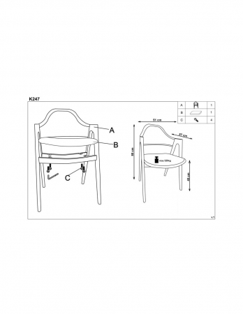 Scaun living HM K247 gri piele ecologica cu picioare metalice imitație lemn [4]