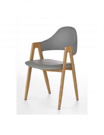 Scaune living - Scaun living HM K247 gri piele ecologica cu picioare metalice imitație lemn