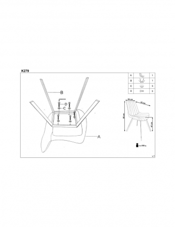 Scaun de living HM K279 gri cu picioare din otel cromat [3]