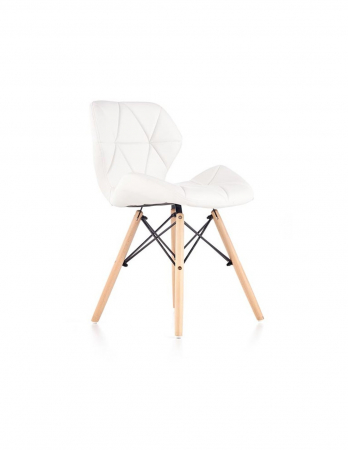 Scaune living - Scaun living alb piele ecologica picioare lemn K281