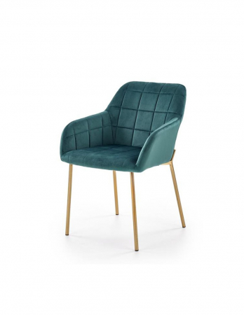Scaune living - Scaun living K306 verde catifelat cu picioare metalice aurii
