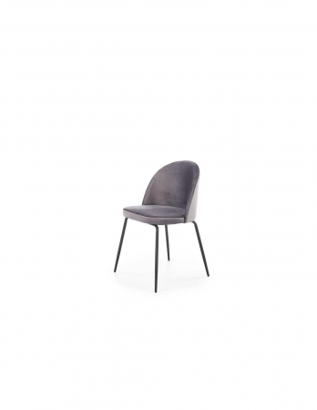 Scaune living - Scaun living gri catifelat HM K314 cu picioare metalice negre