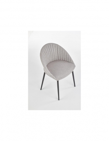 Scaun de living HM K357 gri deschis, cu picioare metalice negre și spătar matlasat [3]
