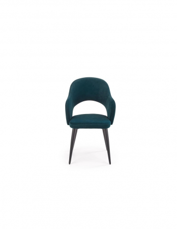 Scaun de living HM K364, verde, cu picioare negre, din metal și stofă, design scandinav [4]