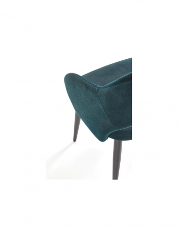 Scaun de living HM K364, verde, cu picioare negre, din metal și stofă, design scandinav [1]