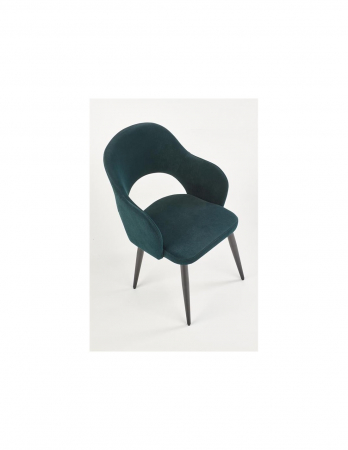 Scaun de living HM K364, verde, cu picioare negre, din metal și stofă, design scandinav [5]