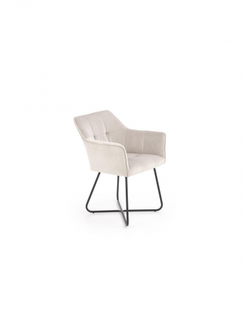 Scaune living - Scaun living bej HM K377 cu picioare metalice negre