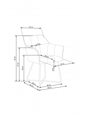 Scaun living HM K377 verde, cu tapiterie din stofă și picioare metalice negre [4]