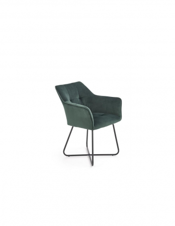 Scaune living - Scaun living HM K377 verde, cu tapiterie din stofă și picioare metalice negre