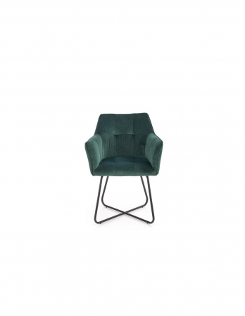 Scaun living HM K377 verde, cu tapiterie din stofă și picioare metalice negre [1]