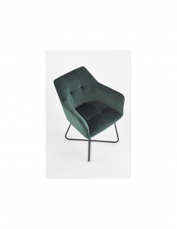 Scaun living HM K377 verde, cu tapiterie din stofă și picioare metalice negre [5]