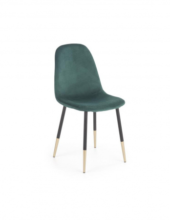 Scaune living - Scaun de living HM K379 verde, tapitat cu catifea, picioare metalice negre cu varfuri aurii