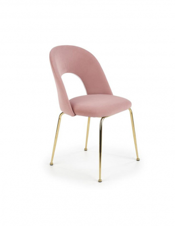 Scaune living - Scaun living HM K385 roz catifea cu picioare metalice aurii