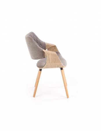 Scaun living HM K396 gri cu picioare din lemn de stejar deschis [2]
